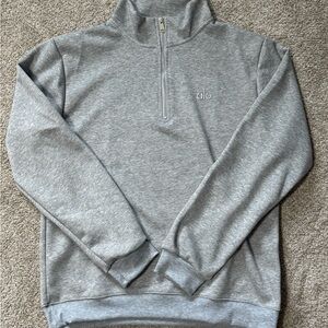 ALO Yoga Men's Light Gray Zip-Up Sweater